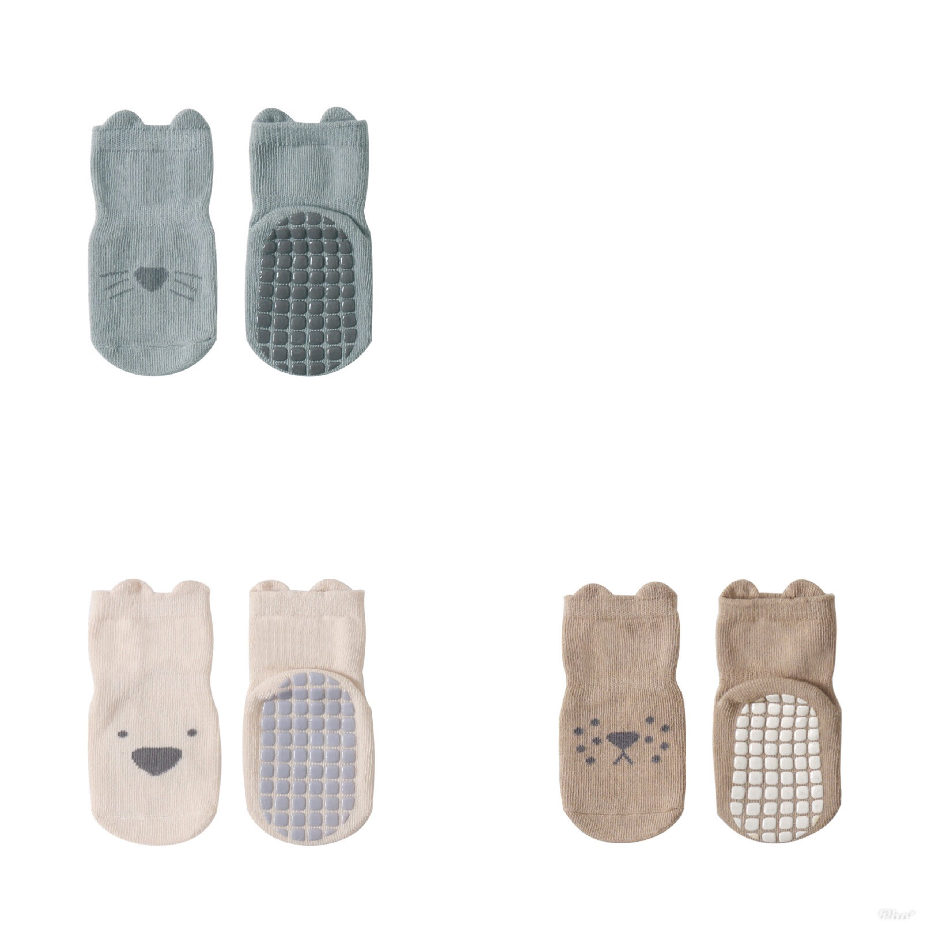 Babies/Toddlers Non-Slip Socks with Fun Animal Face (Sets of 2 and 3 Pairs)