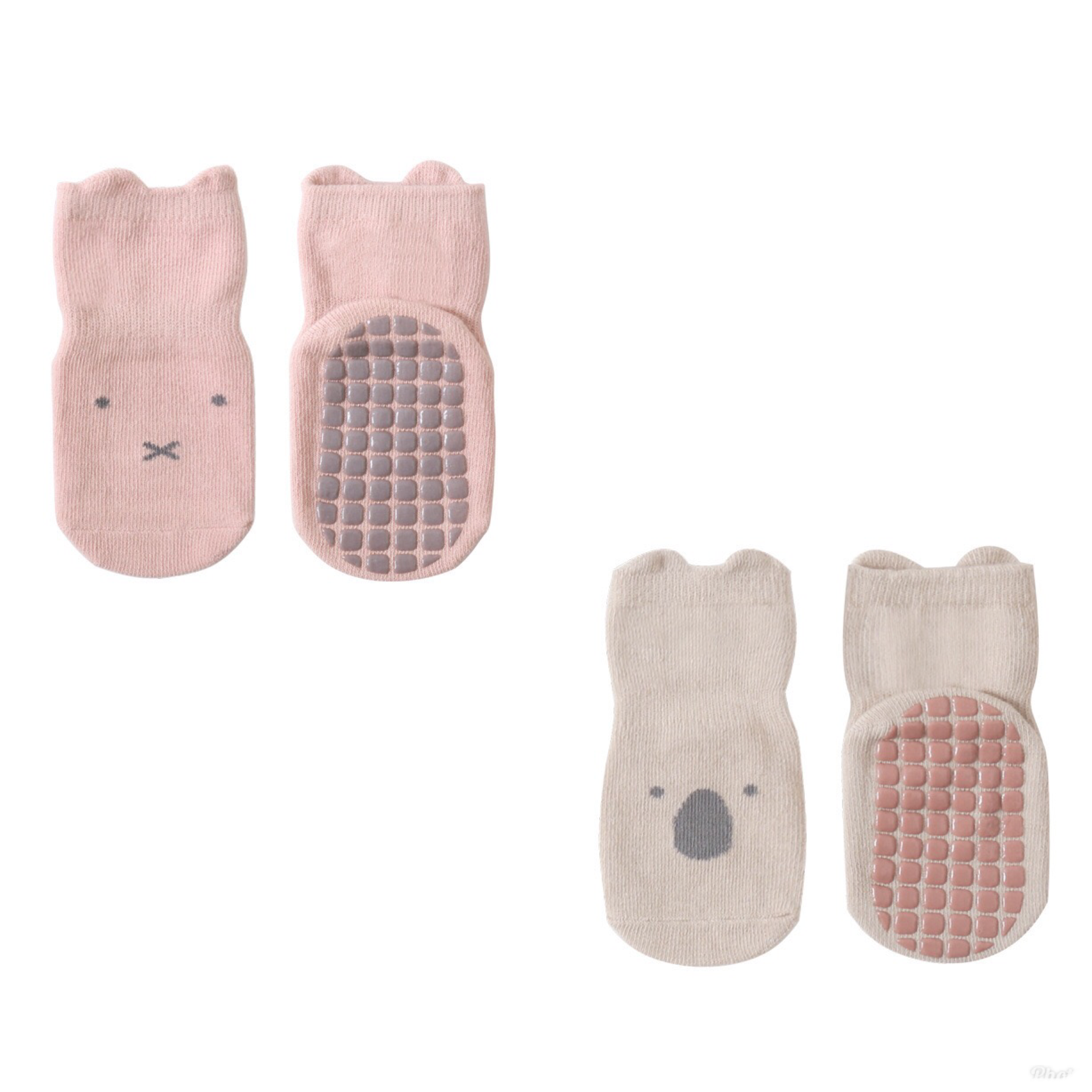 Babies/Toddlers Non-Slip Socks with Fun Animal Face (Sets of 2 and 3 Pairs)