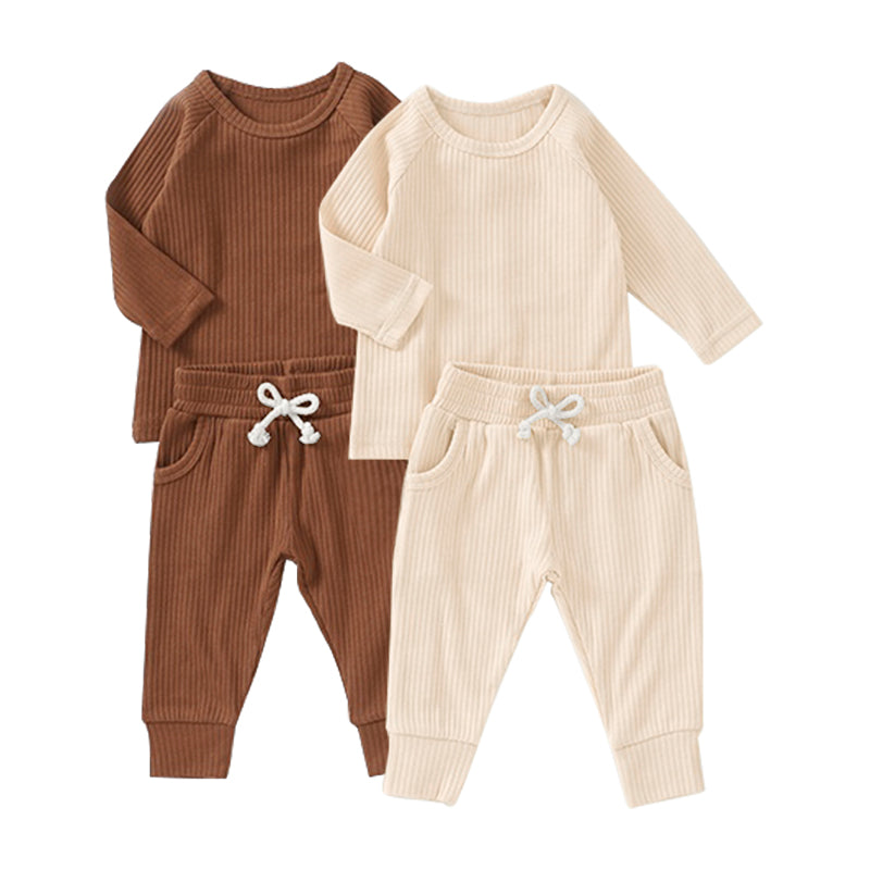 Babies/Toddlers Organic Ribbed Long Sleeve and Jogger Pants Set