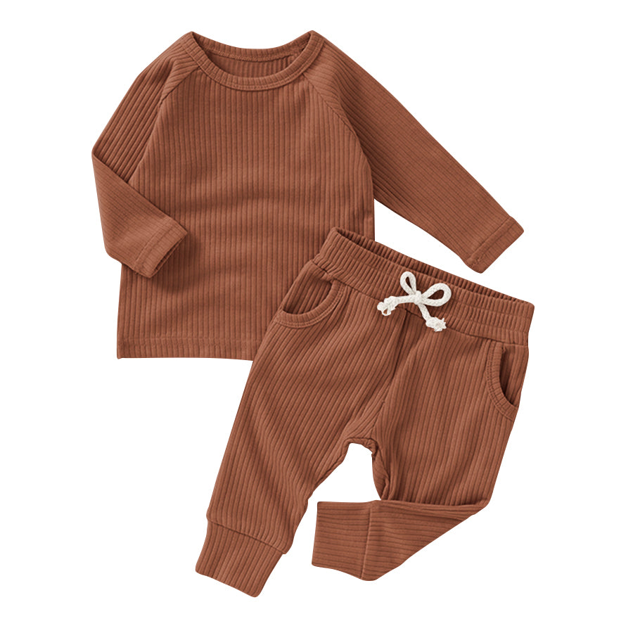 Babies/Toddlers Organic Ribbed Long Sleeve and Jogger Pants Set