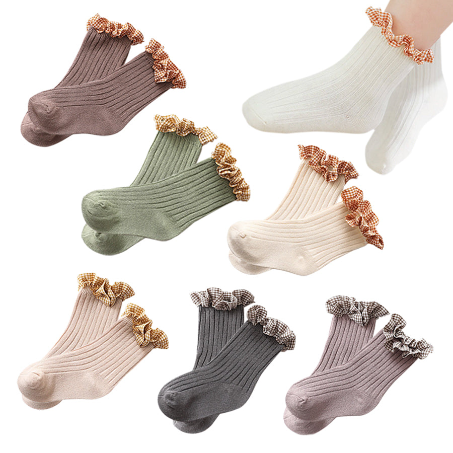 Checkered Ruffled Socks (4-Pair Bundle)